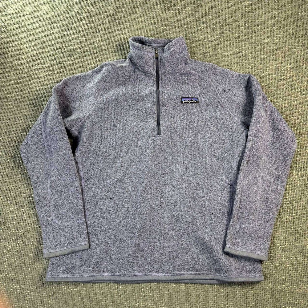 Patagonia Better Sweater 1/4 Zip Pullover Women Large Blue Gray Fleece Pullover